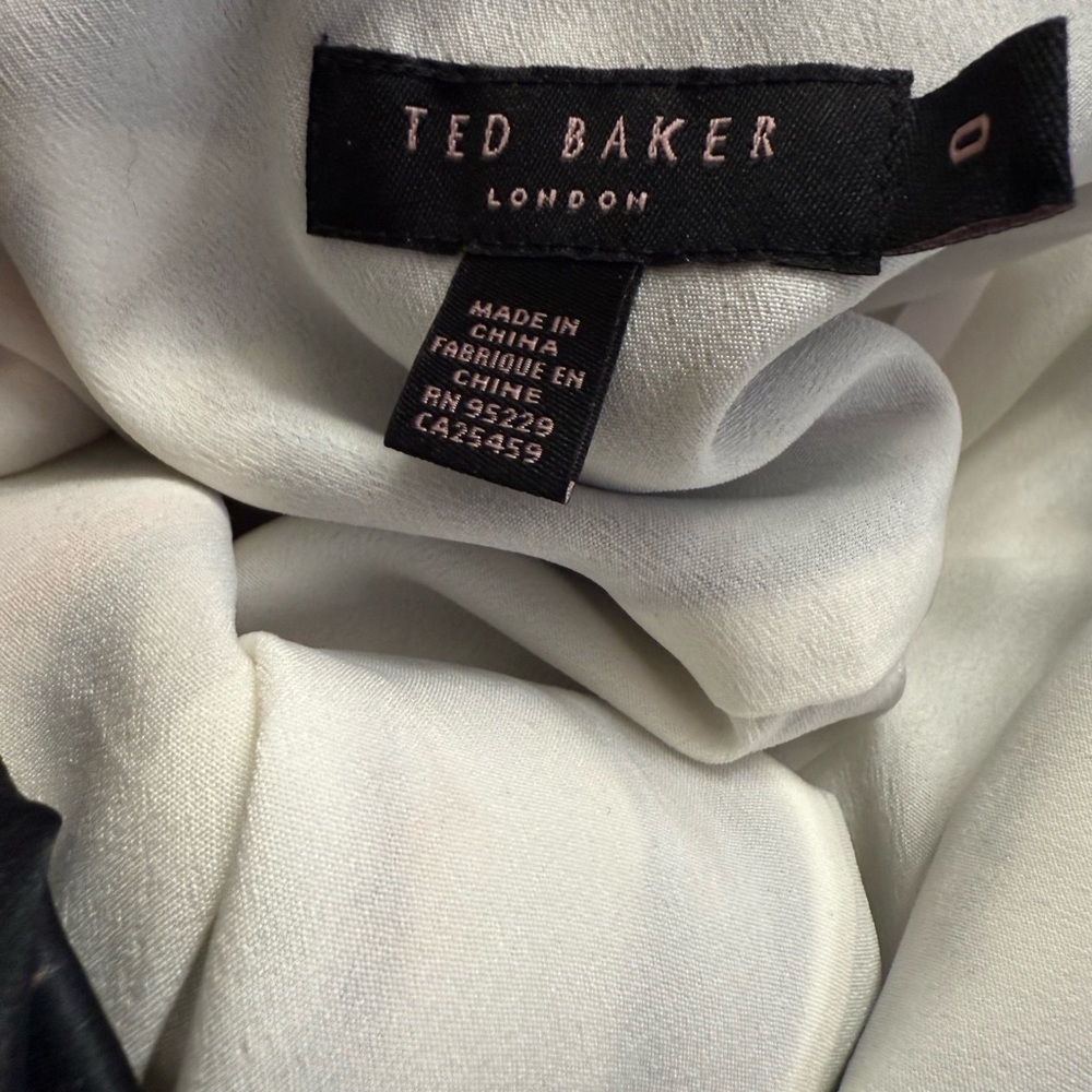 Ted Baker London 100% Silk Ruffle Spaghetti Strap Maxi Dress Gown Black 0 - Picture 9 of 11